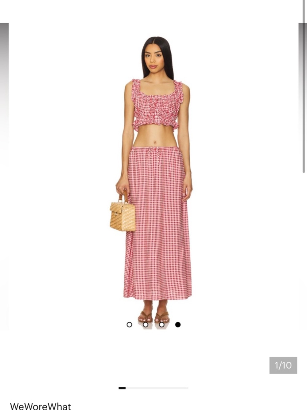 Revolve x WeWoreWhat Gingham Maxi Skirt set size small top Xs Skirt